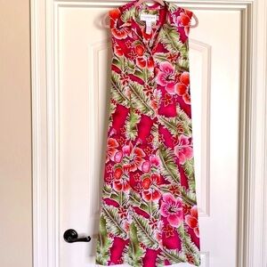 Sag Harbor Floral Print Sleeveless Maxi Dress Womens Tropical Beach Hawaiin 14P